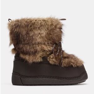Zara Brown Faux Fur Women's Boots